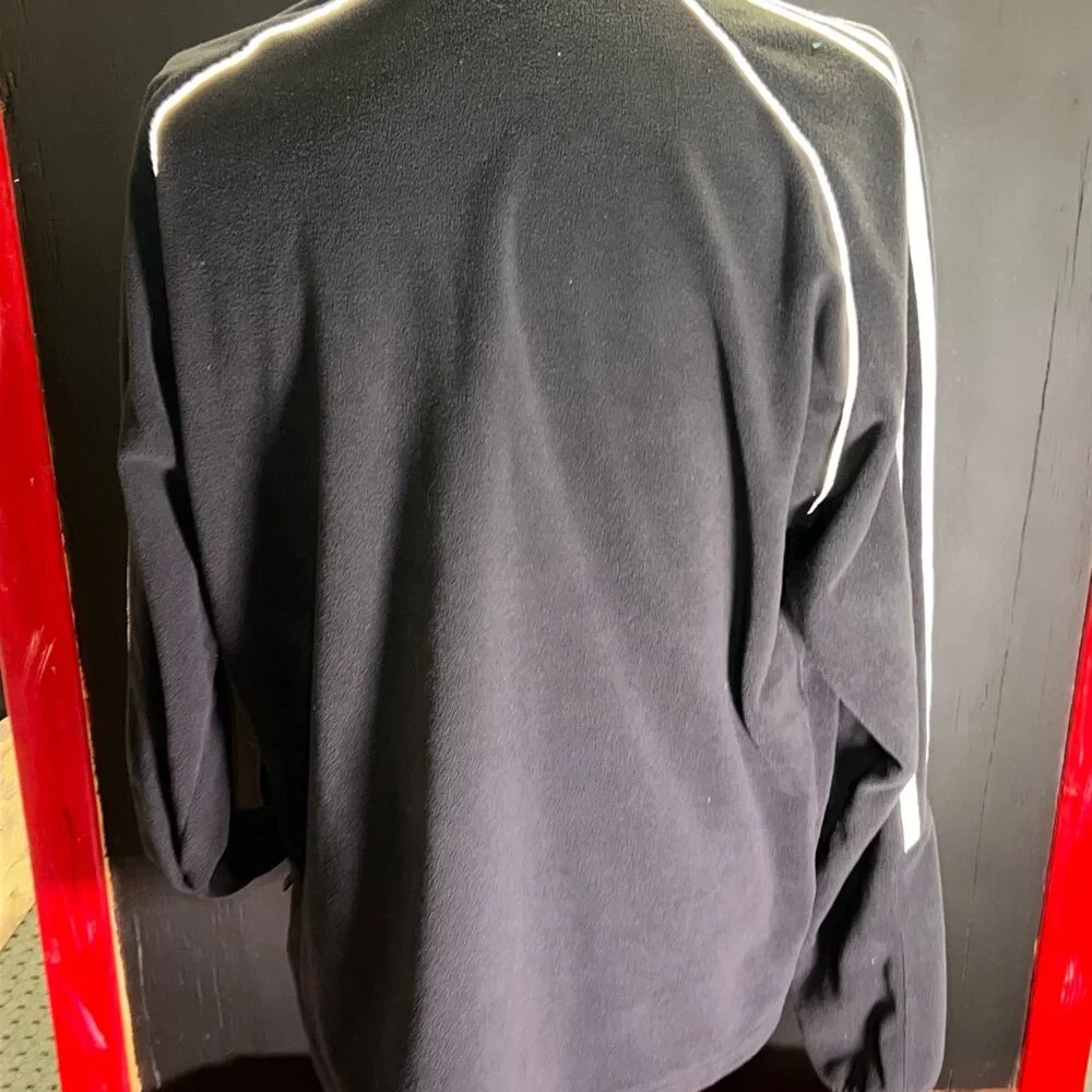 Adidas Men Large Black 1/4 Zip Pullover Fleece‎ Stretch Athletic Long Sleeve (Z)
